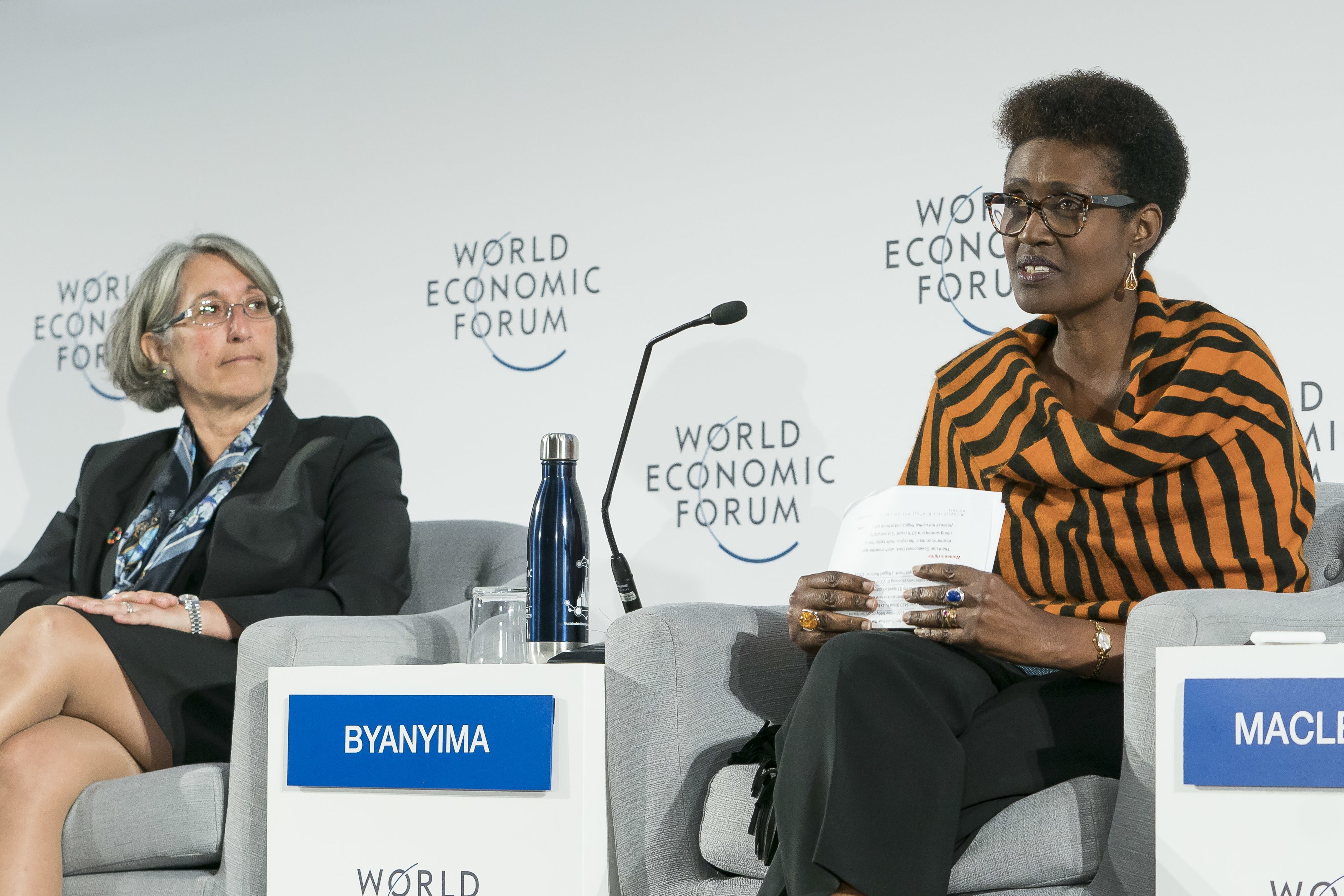 Winnie Byanyima speaks at Opening Press Conference at The Building Sustainable Forum holds the Sustainable Development Impact Summit 2018 in New York, NY USA. Copyright by World Economic Forum / Ben Hider    