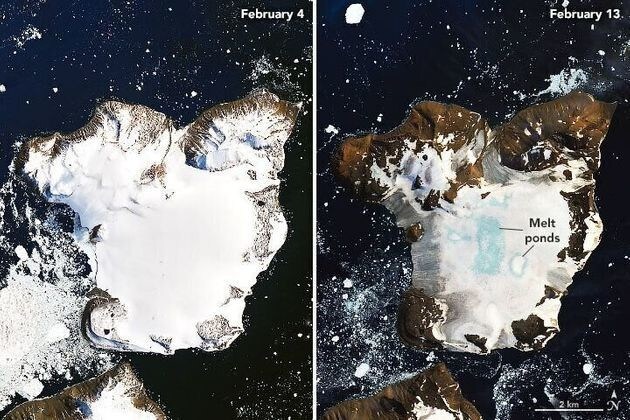 Ces photos publiées par la Nasa montrent la fonte spectaculaire de la couverture neigeuse en Antarctique.