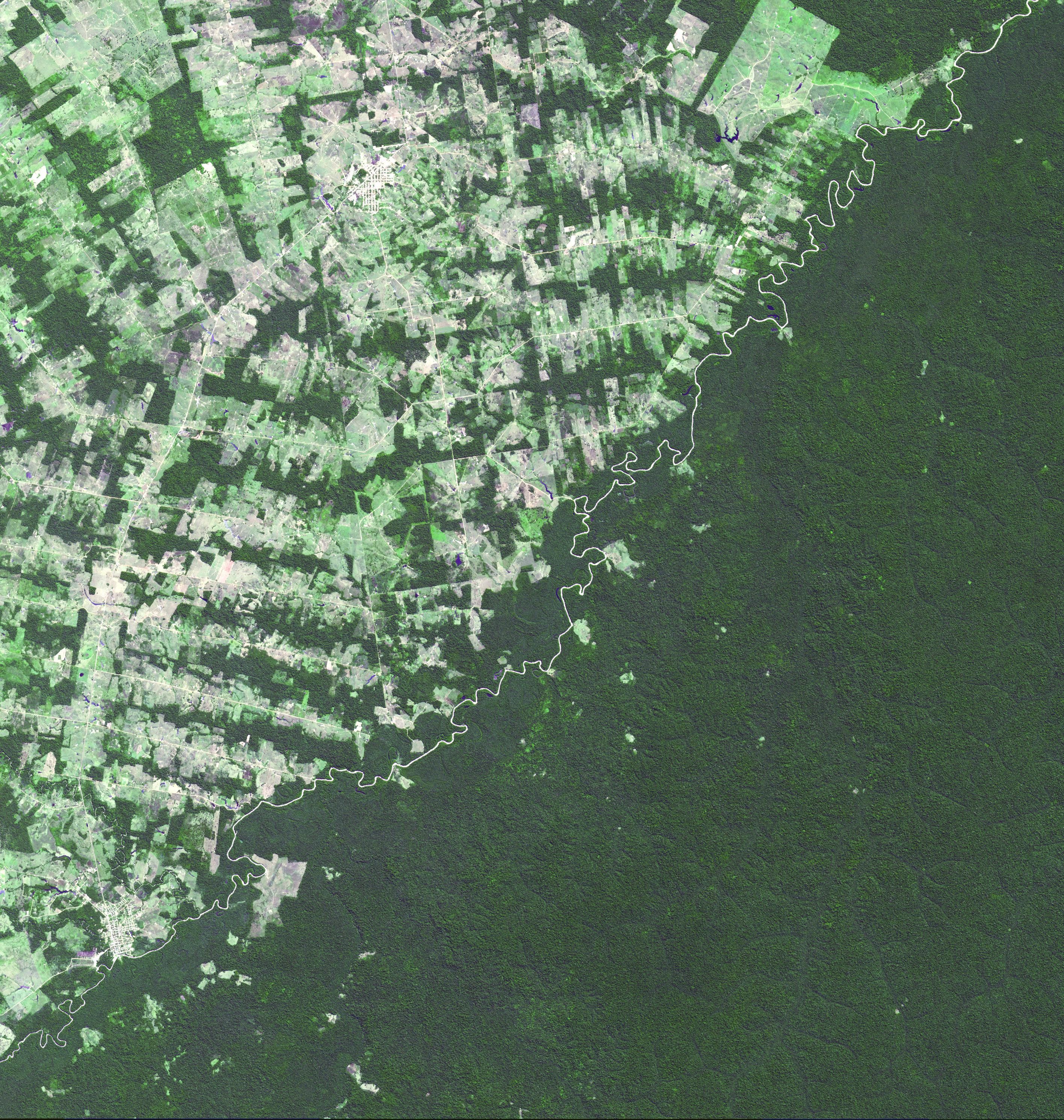  A border area between Brazil and Bolivia captured from space by ASTER.     