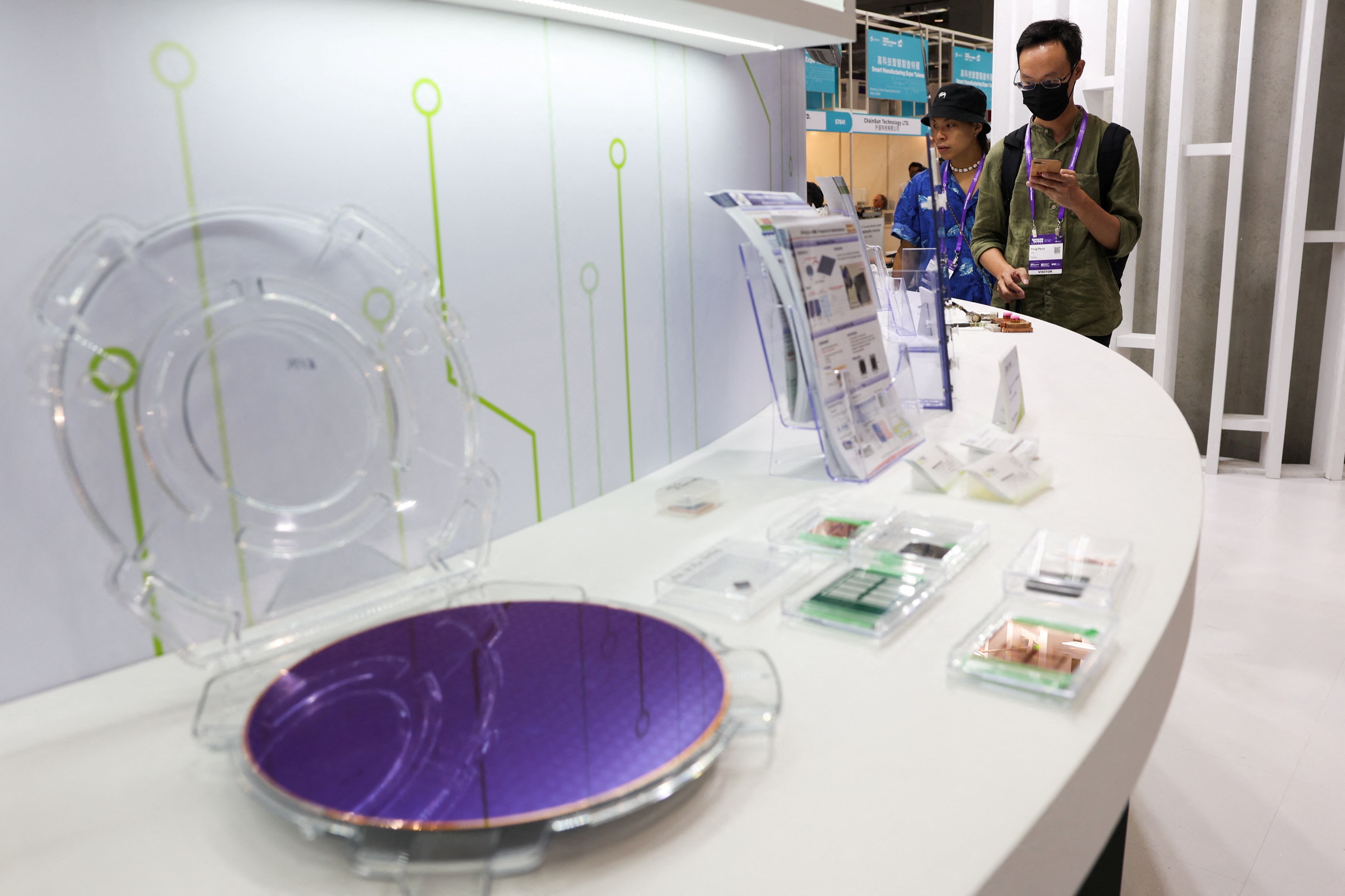 A wafer can be seen on display at the Semicon Taiwan exhibition show in Taipei, Taiwan September 4, 2024