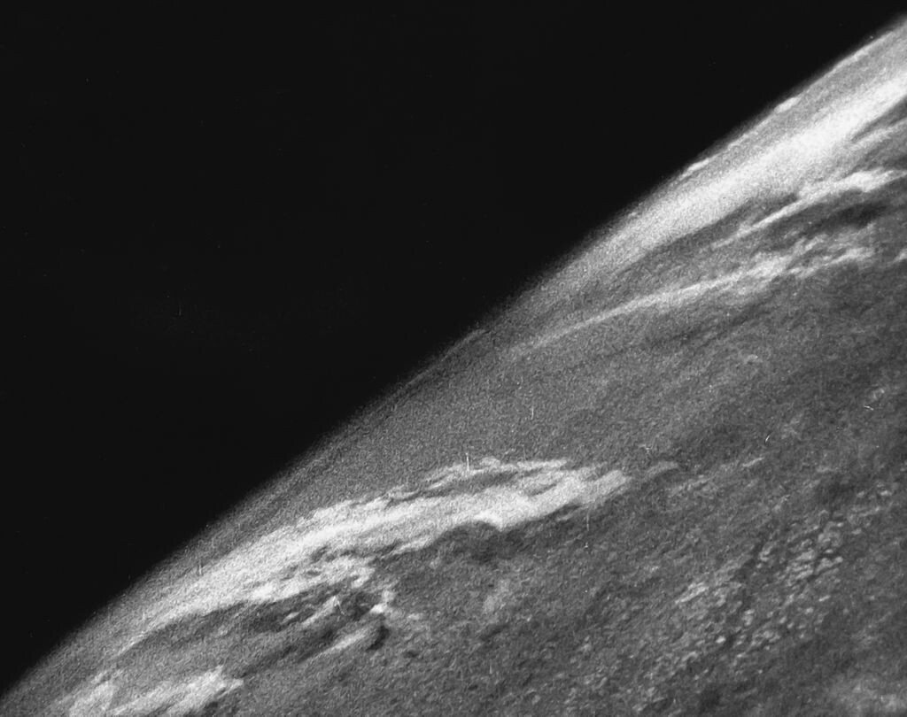 First crude image of Earth from space, by V-2 rocket in 1946