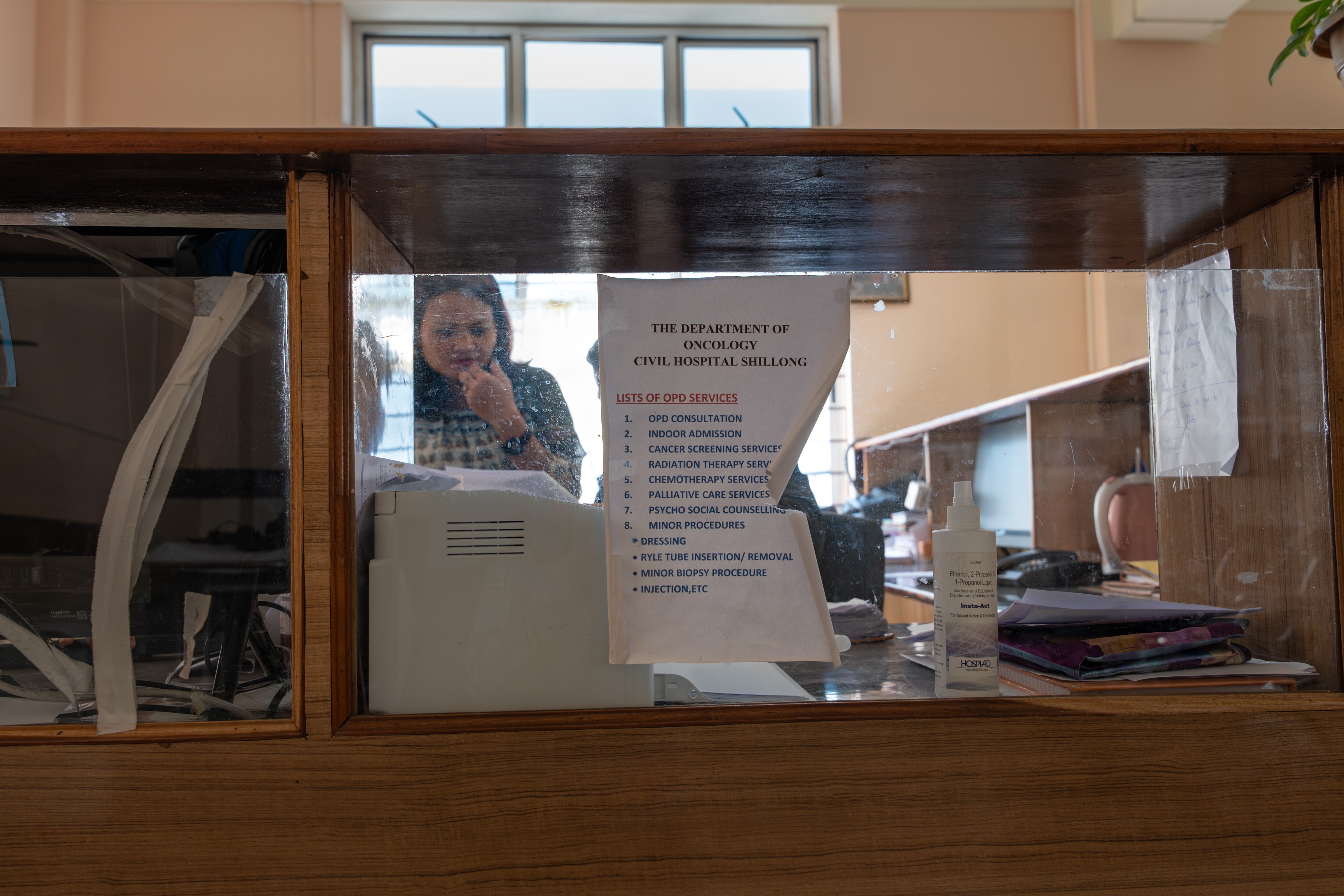 A poster with a list of services available in the Oncology department of Civil Hospital in Shillong.