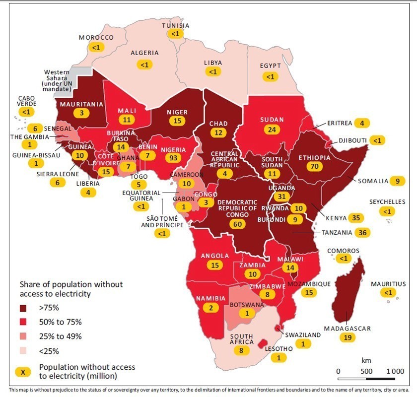  Share of population without electricity in Africa    