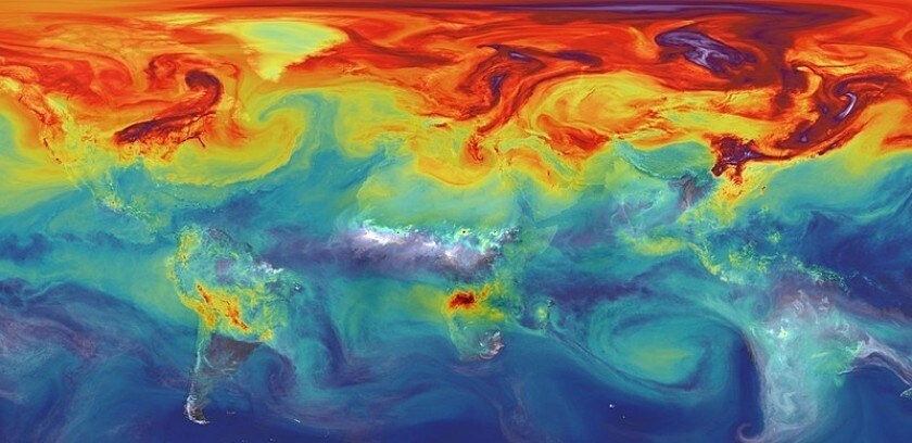 Simulation de la NASA des émissions de GES dans l'atmosphère