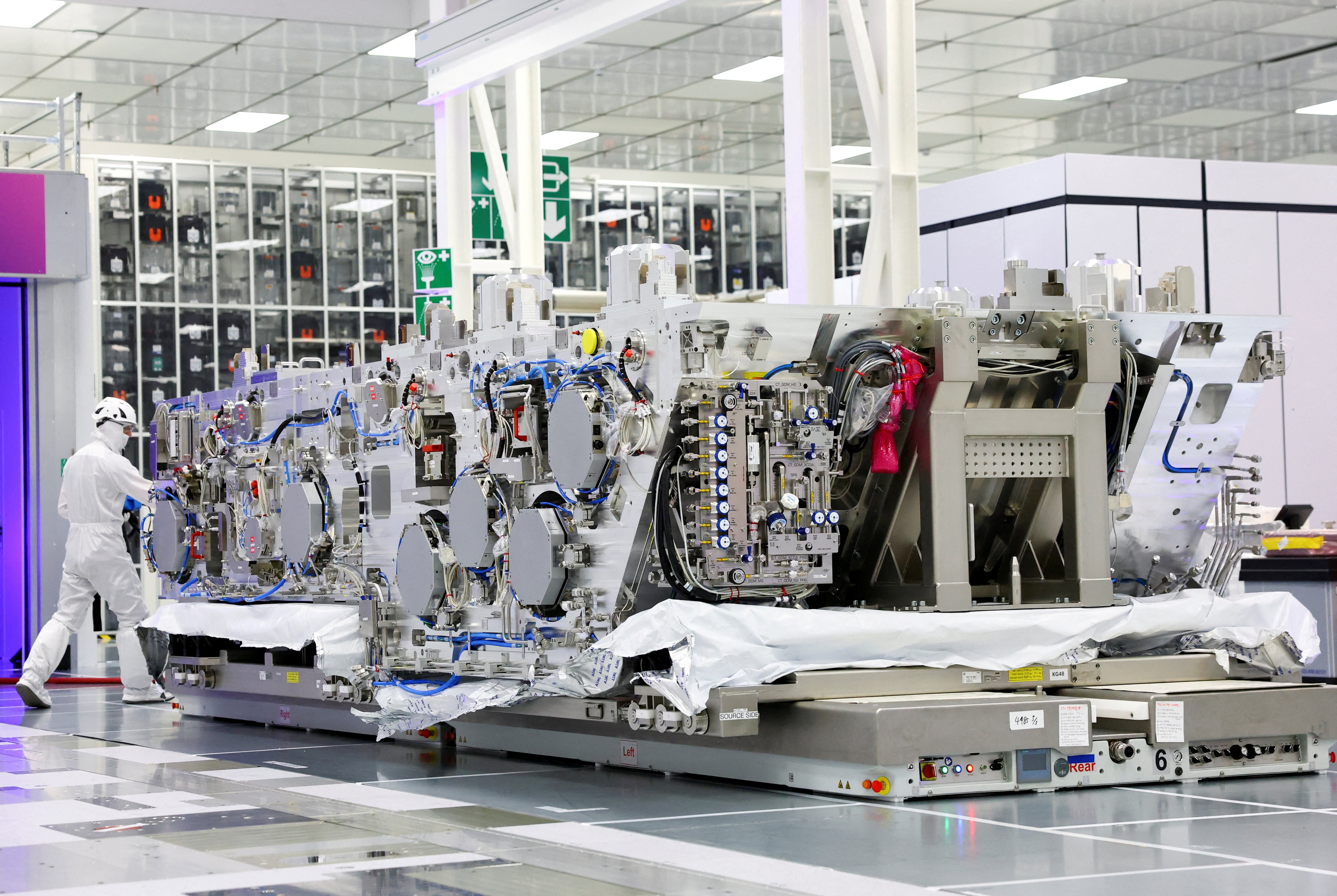The bottom module of a $400-million High NA EUV machine made by ASML is shown at the headquarters of Belgian chip research lab IMEC. Once fully assembled, the machine will be used to develop and commercialize future generations of computer chips, in Leuven, Belgium, March 18, 2026