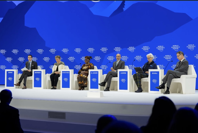 Μια δημόσια συνεδρίαση με τον Albert Bourla, Πρόεδρο και Διευθύνοντα Σύμβουλο, Pfizer, Ngozi Okonjo-Iweala, Γενικό Διευθυντή του Παγκόσμιου Οργανισμού Εμπορίου, Christine Lagarde, Πρόεδρο, European Central Bank, Andrew R. Σόρκιν. Editor-at-Large; Columnist, New York Times, Kristalina Georgieva Managing Director, Διεθνές Νομισματικό Ταμείο, Mohammed Al-Jadaan, Υπουργός Οικονομικών, Σαουδική Αραβία.