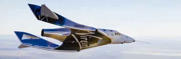 Virgin Spaceship Unity (VSS Unity) glides for the first time after being released from Virgin Mothership Eve (VMS Eve) over the Mojave Desert on 3rd, December 2016.