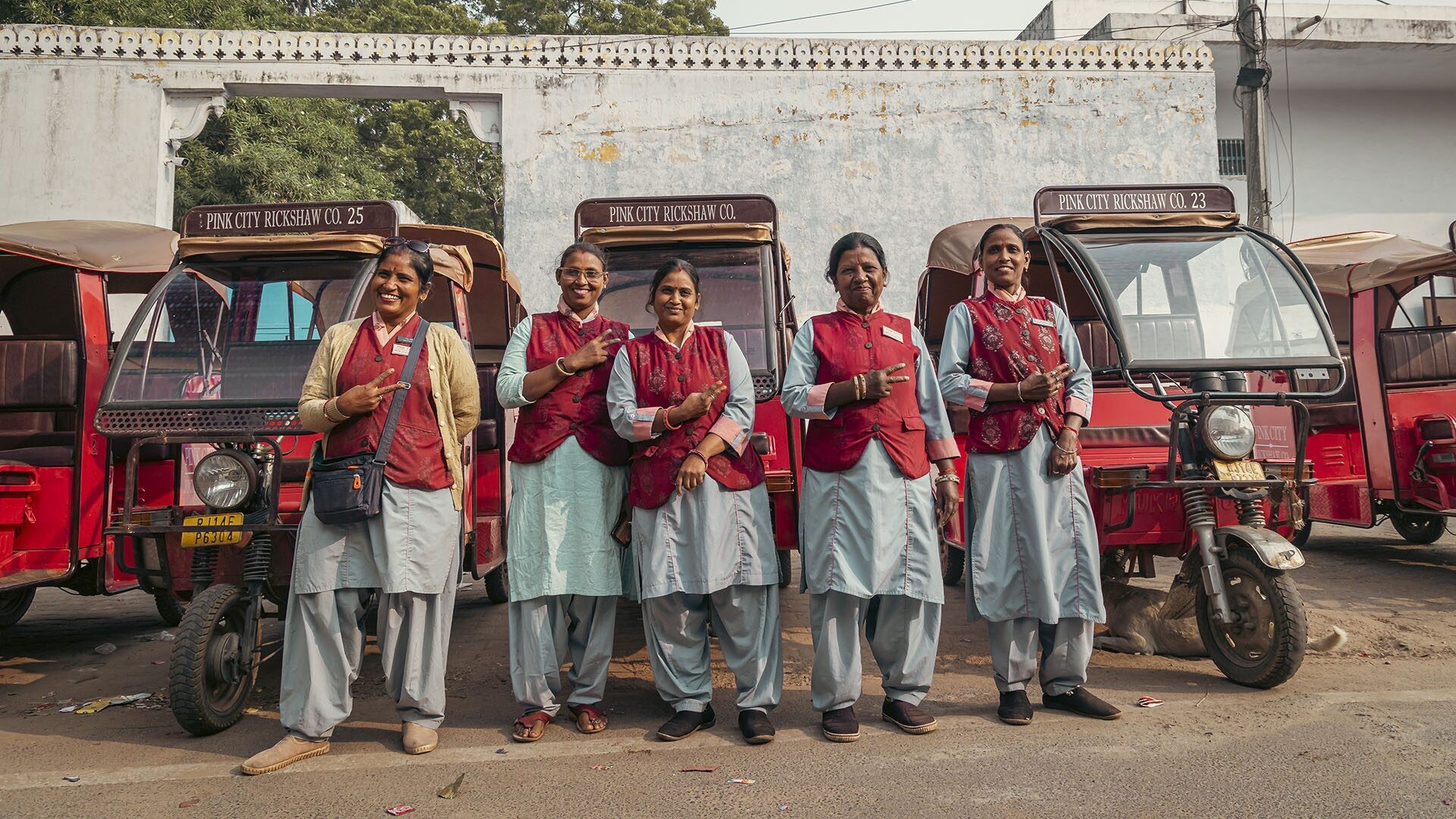 The Pink City Rickshaw Company recruits women from low-income households, many with no prior work experience, not simply as drivers but as shareholders in a collective they co-own.