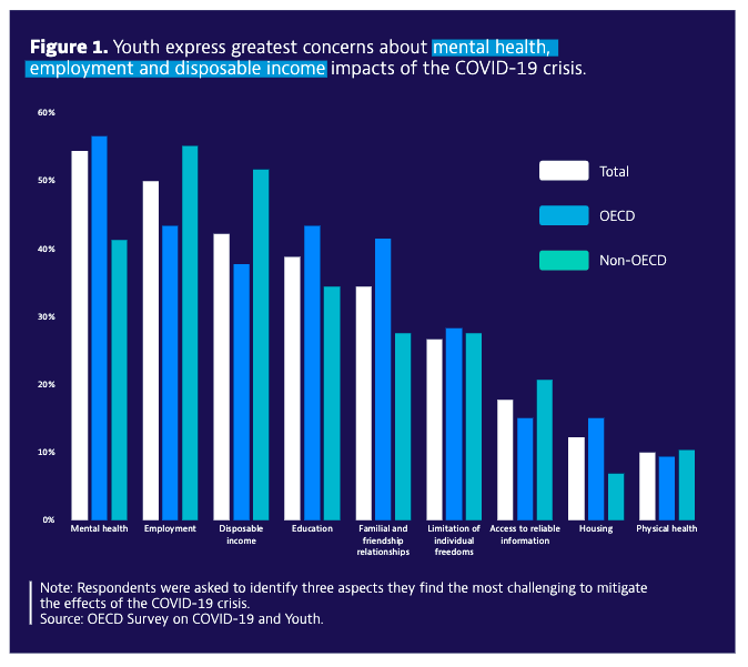 Mental health, unemployment and education COVID concerns for the
