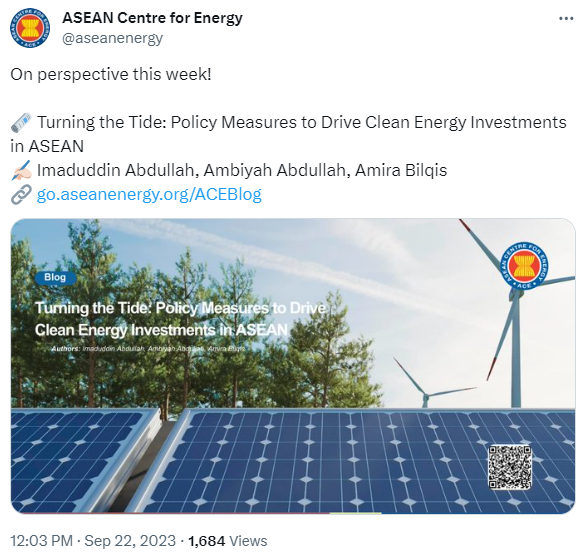 A tweet from ASEAN Centre for Energy.