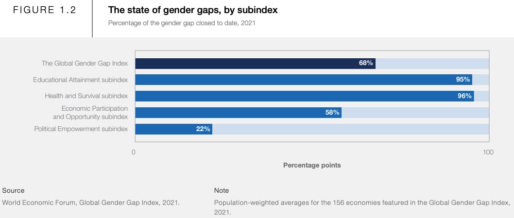 a chart that shows which sectors of society have the biggest gender gaps