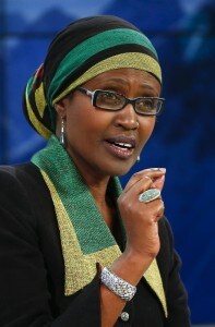 Byanyima, Executive Director of Oxfam International speaks during the session 'The BBC World Debate: A Richer World, but for Whom?' in the Swiss mountain resort of Davos