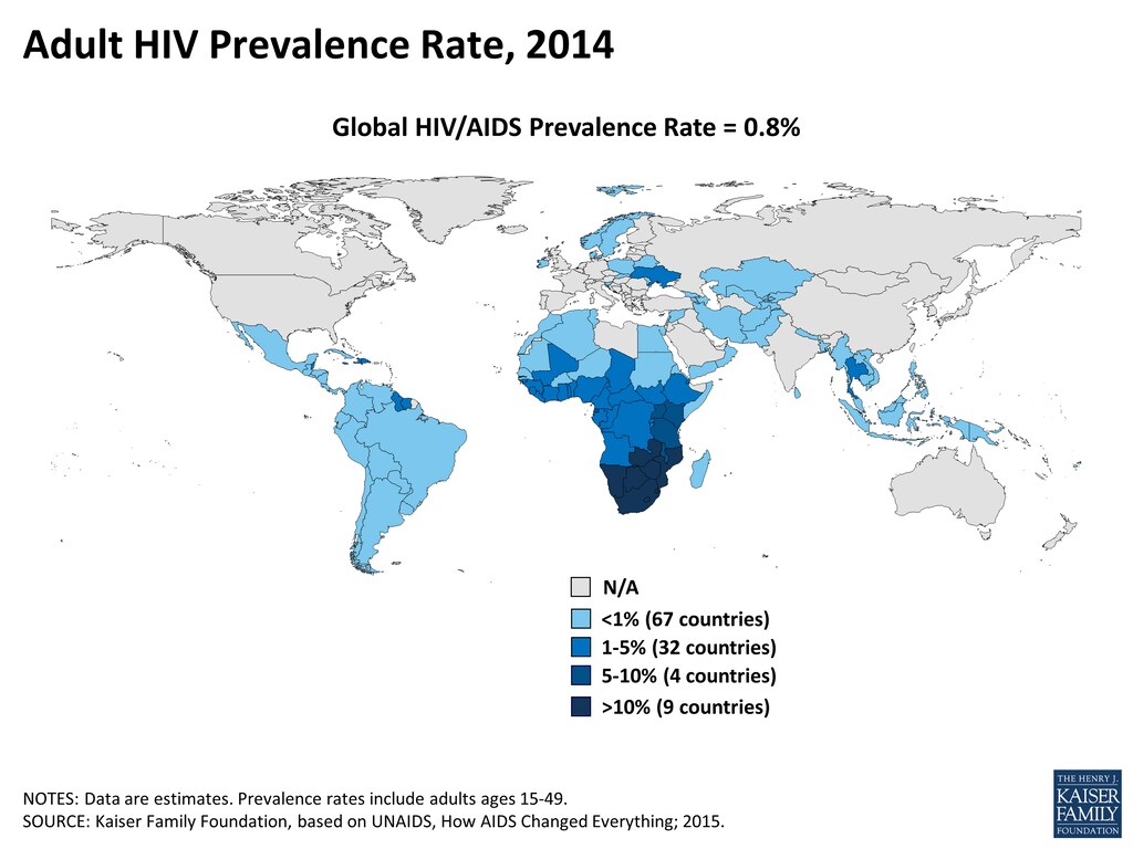 151201-global aids prevalance rates map Henry J Kaiser Family Foundation