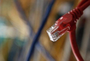 An internet cable is seen at a server room in this picture illustration taken in Warsaw