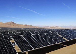 Solar panels of local mining company CAP are seen in the Atacama Desert